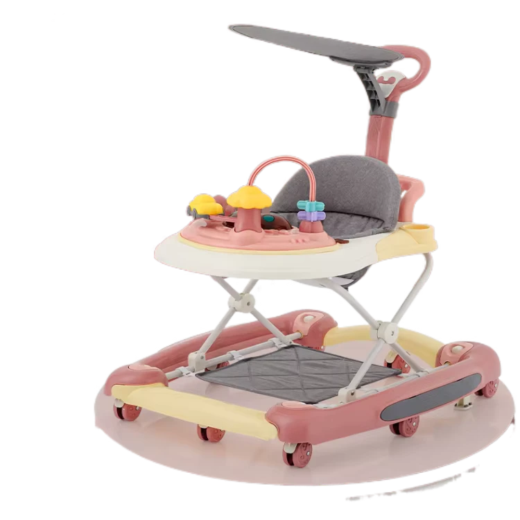 Portable Foldable Baby Walker with Wheels and 3 Adjustable Heights Infant Toddler Walker