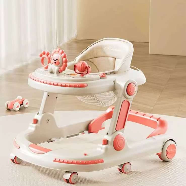 Portable Foldable Baby Walker with Wheels and Adjustable Heights Infant Toddler Walker for Baby Boy Girls 6 18 Months
