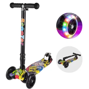 Portable Foldable PU Flashing Wheels Kids Scooter Light Printed Children’s Scooter for Kids