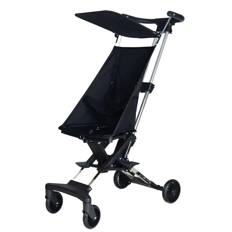 Portable Luxury Lightweight Foldable 4 Wheel Oxford Fabric Stainless Steel Frame Baby Stroller Travel System Compact Design
