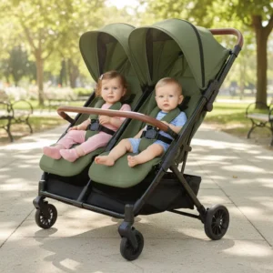 Portable One Hand One Key Folding Baby Stroller Lightweight Aluminum Alloy Frame Fabric