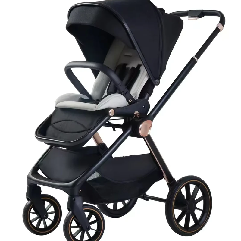 Portable Retro Baby Stroller 0-3 Years Old Foldable Blue Large Capacity