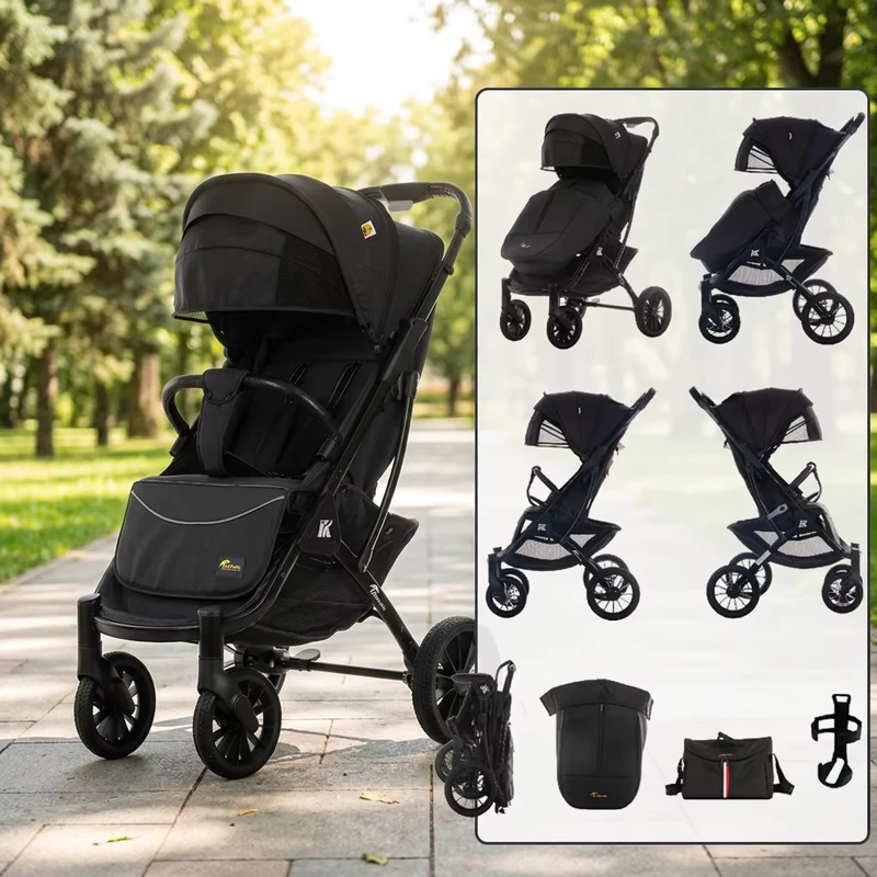 Portable Travel Baby Stroller One Hand Fold All Terrain PU Wheels 0-3Y 20kg Load Alloy Frame Lightweight Foldable Stroller