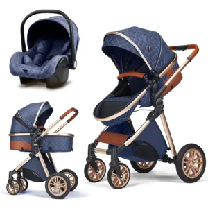 Premium Adjustable Baby Stroller 360-Degree Swivel Wheels and Space-Saving Quick-Fold