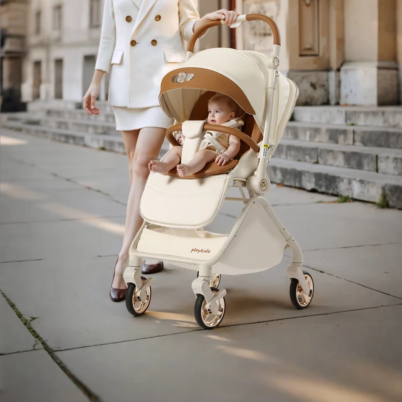 Premium Foldable 3 in 1 Baby Stroller with Car Seat Lightweight Aluminum Frame Portable Durable Pushchair for Kids