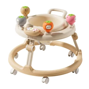 Premium Foldable Baby Walker with Rotating Seat Adjustable Height Universal Wheels Light & Music Educational Toys