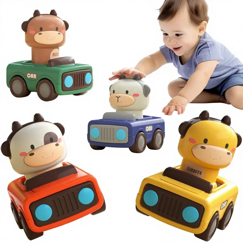 Press Go Animal Racing Push Friction Car Toys for Boys 1 2 Years Old Plastic 1 5 Scale 1st Birthday Gift