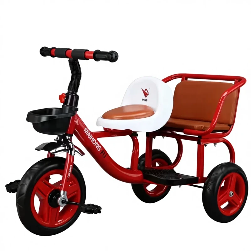 Price Factory Double Seats 16 Inch 3 Wheel Bike Bicycles Walker Twins Baby Tricycle Trike for Kids Children Two Baby