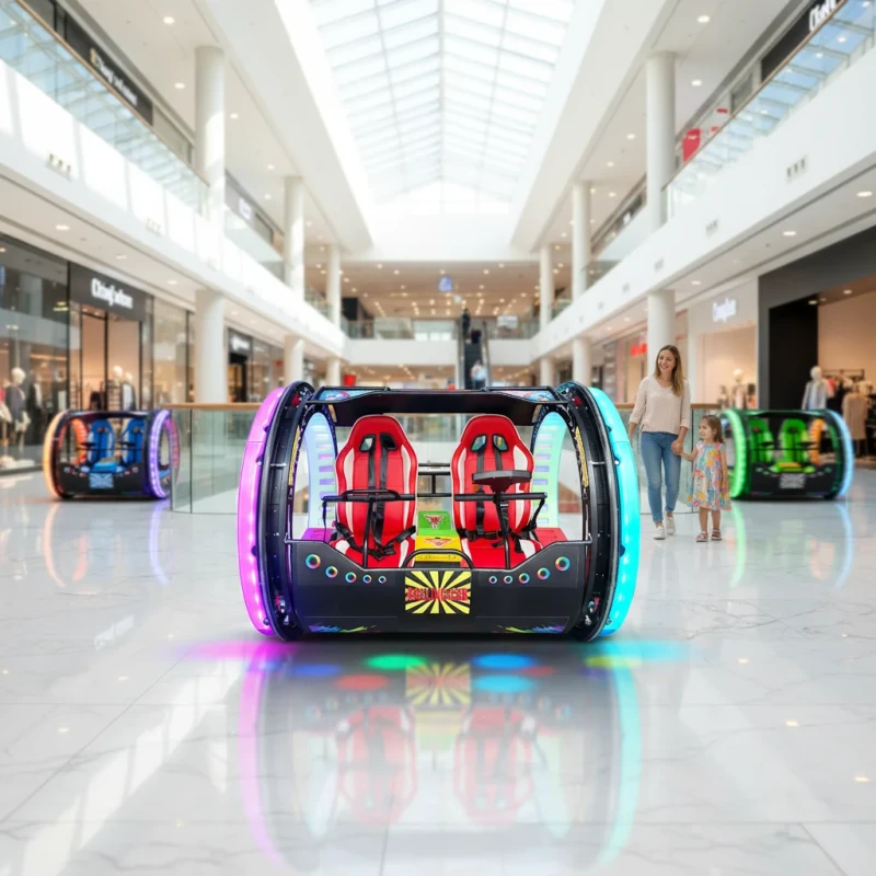 Professional Rolling Car Amusement Equipment 360 Rotation Happy Car For Shopping Malls Kids And Parents Double Player Fun Ride