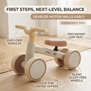 Promotion Price Easy grip Handles Silent Wheels 4 Wheels Stable Ride On Car Toys Newborn Baby Balance Bike