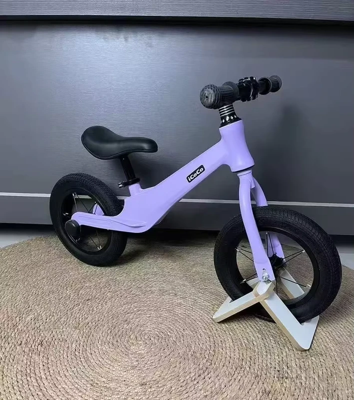 Purple 12-Inch Aluminium Frame Balance Bike with Wide Rubber Tires 75kg Load Capacity & Adjustable Height for Toddler Exercise
