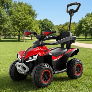 Push-Handle Controlled Steering Four-Wheel Electric Plastic Children’s Ride-On Car Early Education Function