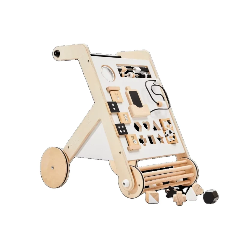 Push and Pull Early Education Toy Learning Toy Baby Sensory Walker Wooden Activity Baby Walker for 6 Months 3 Years