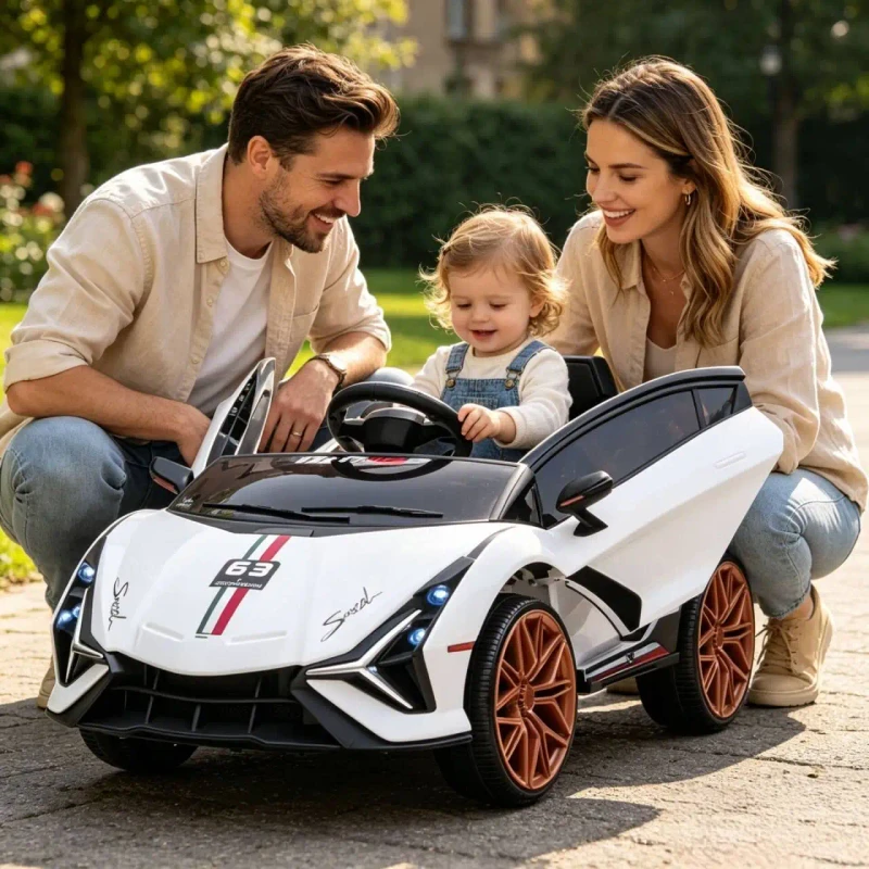 RHS CAR84 12V Children's Electric Remote Control Ride On Car with LED Lights 4 Wheels Battery Powered for Kids