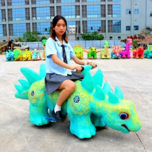 Realistic Simulation Animation Children Riding Dinosaurs Mall Playground Amusement Equipment Walking Kid Dinosaur Riding