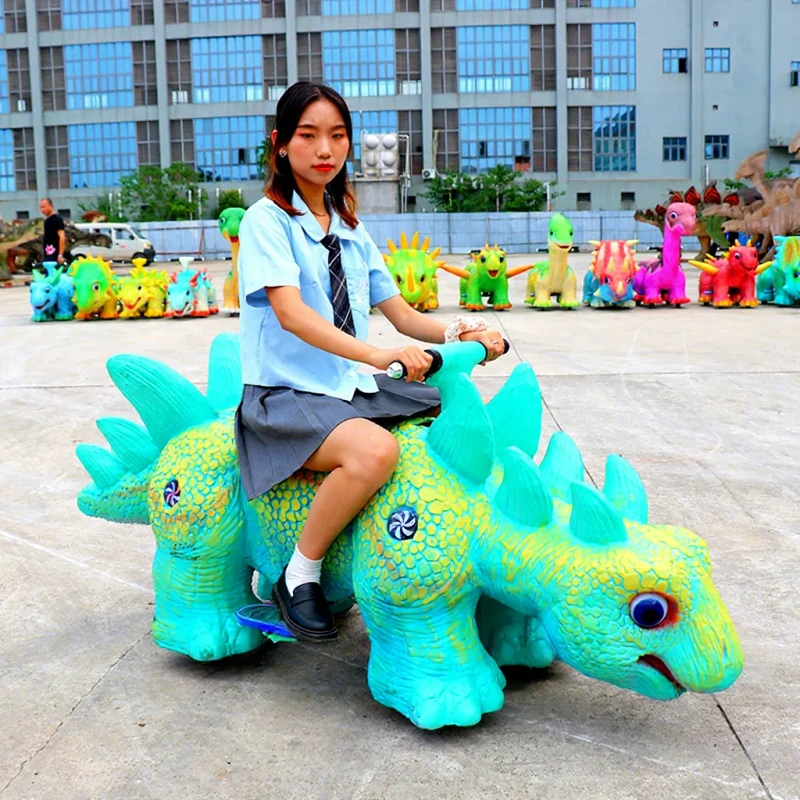 Realistic Simulation Animation Children Riding Dinosaurs Mall Playground Amusement Equipment Walking Kid Dinosaur Riding