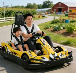 Rechargeable Parent Child Electric Go Kart Bumper Car with Brushless Motors and Dual Brakes Outdoor Best Gift for Kids & Adults