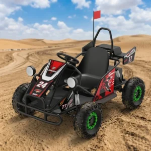 Reinforced Steel Frame Electric Powered 1-Passenger Off Road High Capacity Go Kart for Children