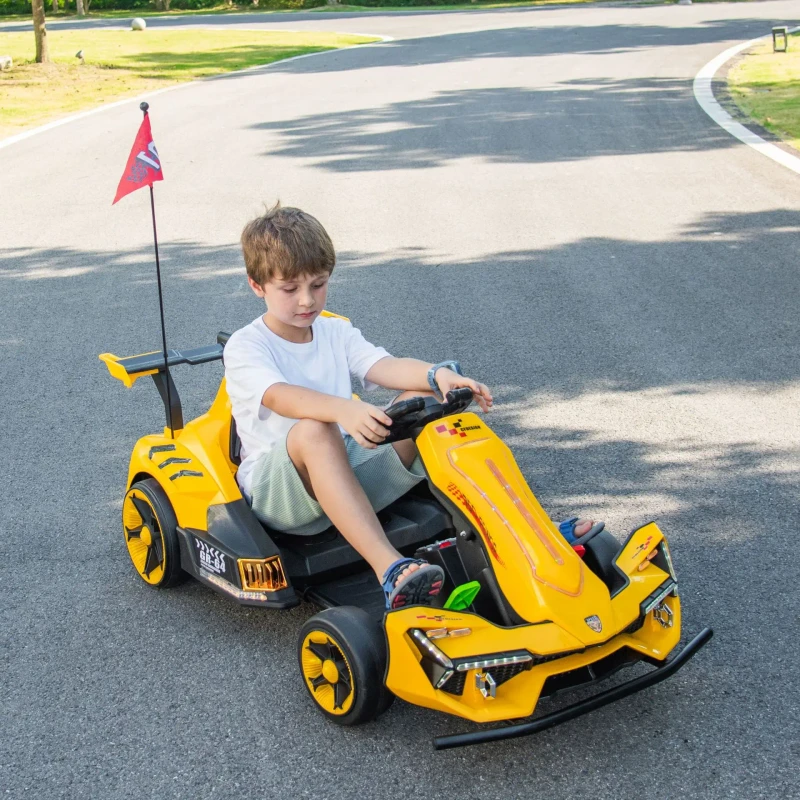 Remote Control Kids Electric Ride on Car Drift Kart Modes High Velocity 24V Rechargeable 2 Seater Toy for Indoor Outdoor Use