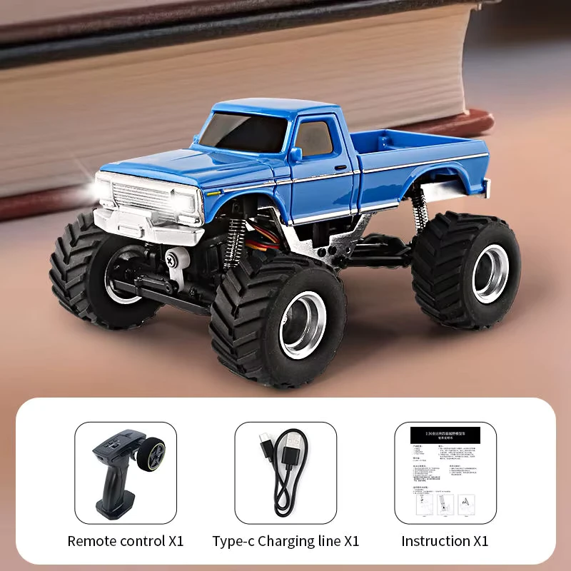 Remote Control Racing Car 1:36 Mini RC Off Road Truck With LED Light 2WD Climbing Jeep Toy for Kids Indoor Desktop Play Gift