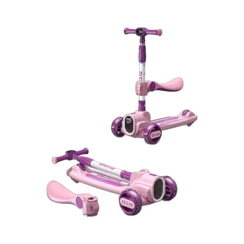 Removable Seat Foldable Scooter Kids 3 PU Wheels LED Light Children's Kick Scooter For Kids Boys Girls 3 12 Years Old