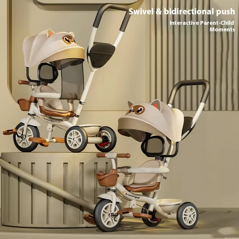 Retail New Children's Tricycle Bicycle Push and Ride Baby Trolley for 1 3 6 Year Olds Sunshade and Rainproof Baby Bicycle