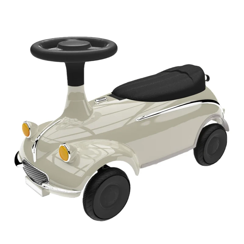 Retro Baby Foot to Floor Ride On 4-Wheel Plastic Walking Car for 2 to 4 Years Early Walking