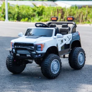 Ride-On Battery Operated Electric Remote-Controlled Kids Baby Car with Mobile App Plastic Material White for 2-7 Years