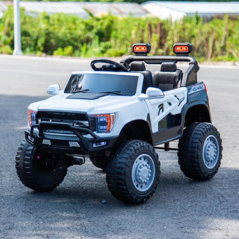 Ride-On Battery Operated Electric Remote-Controlled Kids Baby Car with Mobile App Plastic Material White for 2-7 Years