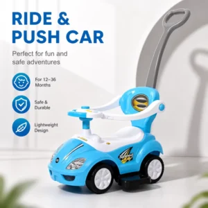 Ride On Toy Car for Kids 4 Wheel Plastic Slide Tricycle with Push Handle Music and Umbrella Gift