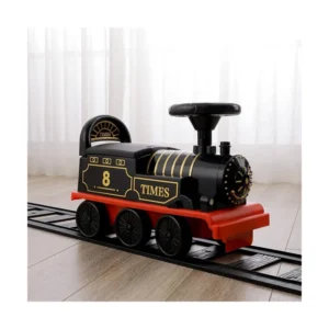 Ride-on Car Retro Train Stroller with Track Electric Version with Lights Music Sound with Storage Seat