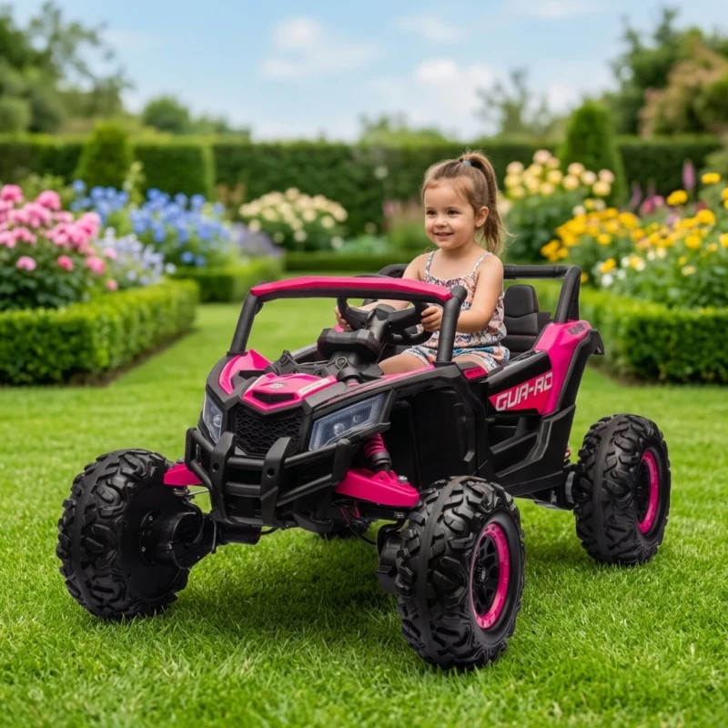 Ride-on Cars Pink UTV for Children 7 Years and Big Kids Pink Kids Electric UTV for Girls Large 2 Seater Ride on Toy Car