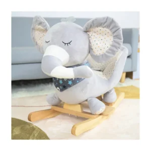 Riding Horse Toy Rocking Animal Ride on Toys Elephant Plush for Kids Balance Soft Wood Seat Rocking Chair