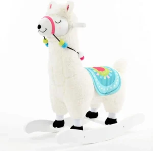 Rocking Horse Plush Ride on Alpaca With Baby Music Sound Kids Animal Ride