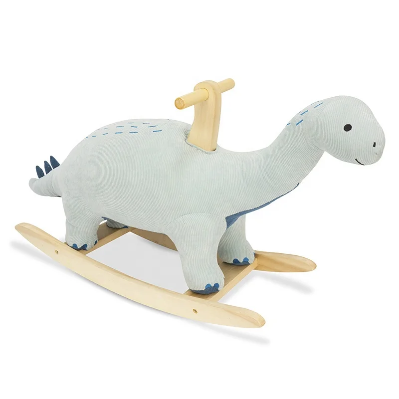 Rocking Horse Toy Plush Animal Ride on Wooden Dinosaur Rocker for Kids