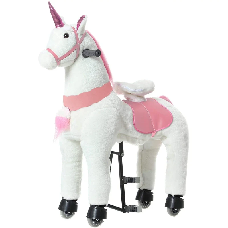 S/M/L Unicorn Horse Toy Walking Animal Ride Toy Horse on Wheels