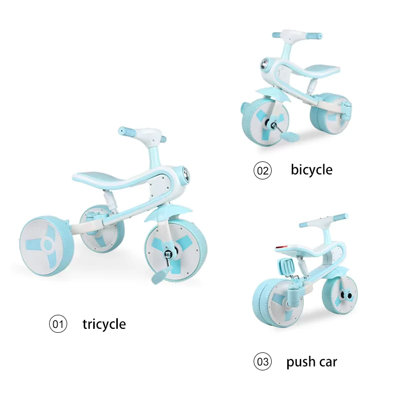 Safe Portable Kids Tricycle for Kids Flexible Folding With Seat 3 in 1 PP Wheels Adjustable Height Children Kick Foot Scooters