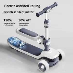 Scooter Ages 6 12 Three PU Wheels Rechargeable Foldable Adjustable Handlebar Plastic 3 Wheel for Kids Scooter