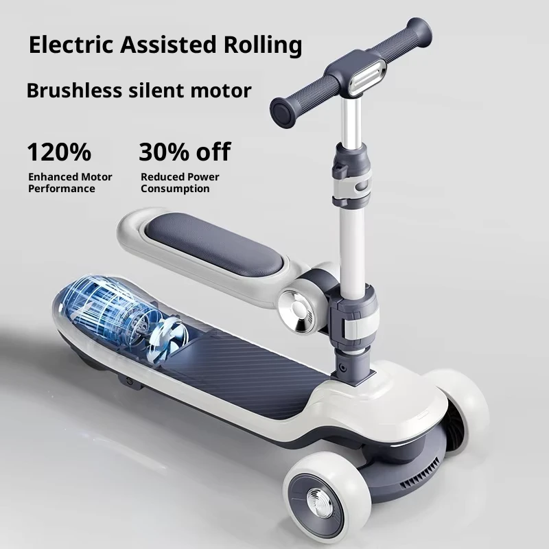 Scooter Ages 6 12 Three PU Wheels Rechargeable Foldable Adjustable Handlebar Plastic 3 Wheel for Kids Scooter