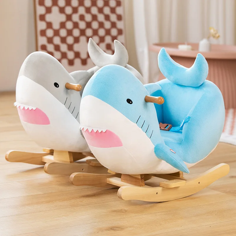 Shark Plush Rocking Chair Music Baby 1st Birthday Gift Rocker Toy Toddlers Kids Animal Ride-On Nursery Decor