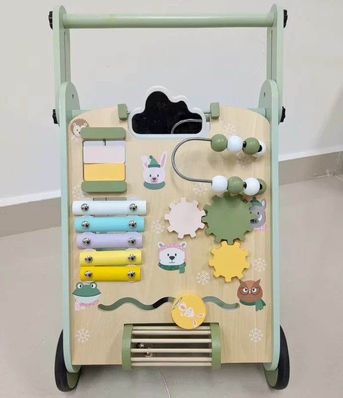 Simple Multifunctional Building Blocks Beads Percussion Musical Instrument Children's Wooden Baby Walker KT1138