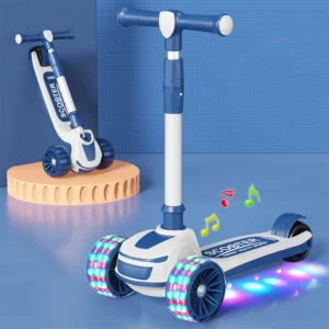 Skateboard Toy Games with Music and Lights Foldable Scooter for Kids Boys Leg Scooter
