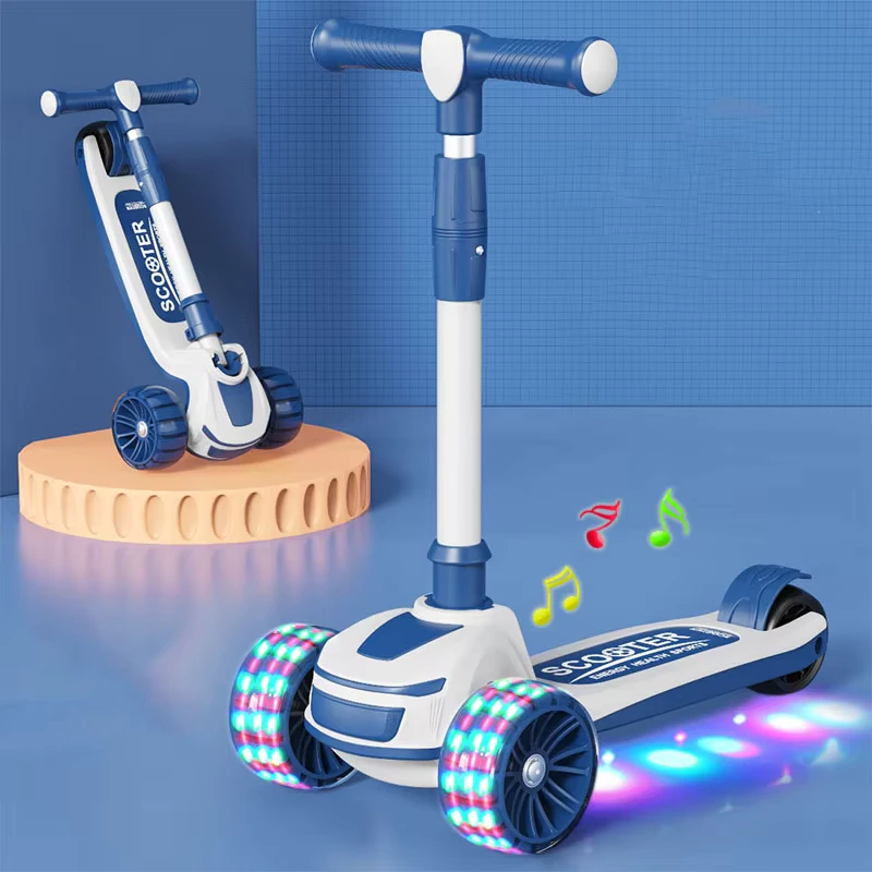 Skateboard Toy Games with Music and Lights Foldable Scooter for Kids Boys Leg Scooter