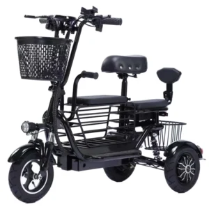 Small Lightweight Electric Tricycle Foldable Three Seater for Kids Elderly Ladies and Family Home Use Electric Bike