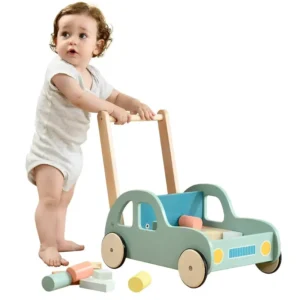 Small Model Solid Wheels Wooden Toys for Kids Baby Walkers with Building Blocks Playgrounds Product