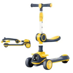 Smiling Flash Scooter One Button Folding 2-6 Year Old Portable Toy Car with Seat Children’s Scooter