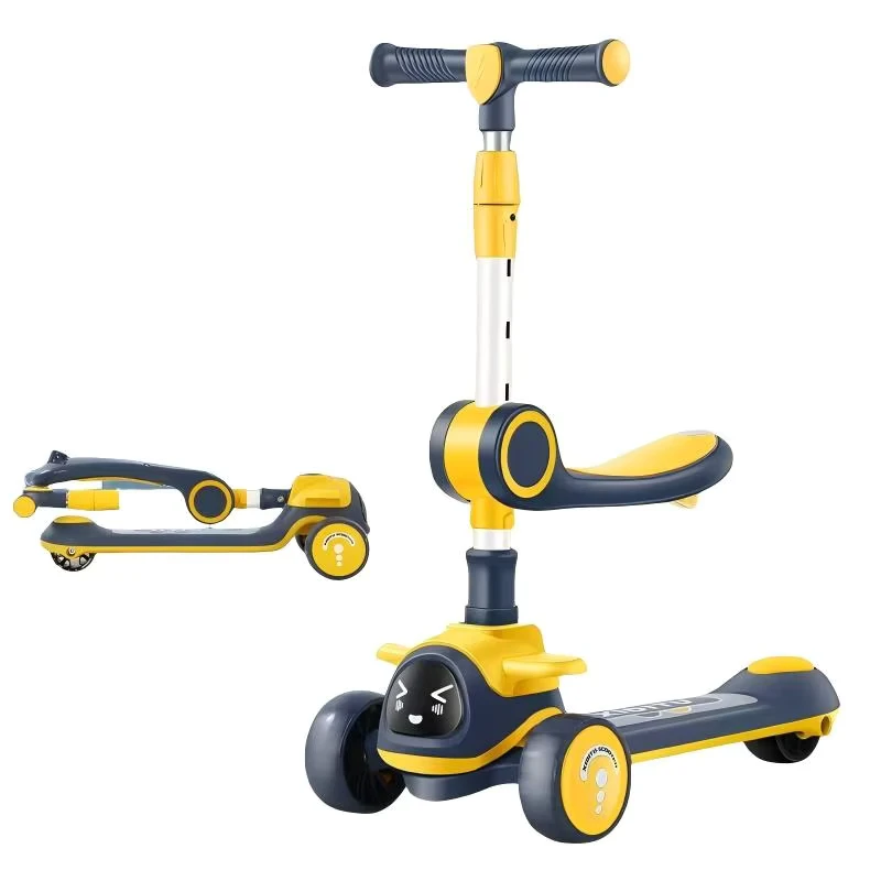 Smiling Flash Scooter One Button Folding 2-6 Year Old Portable Toy Car with Seat Children's Scooter