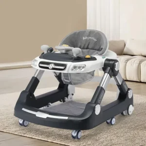 Smooth Silent Wheels Plastic Music Light One Touch Fold Seat Height Control Baby Stroller Walker Car Sit to Stand Learning Kids
