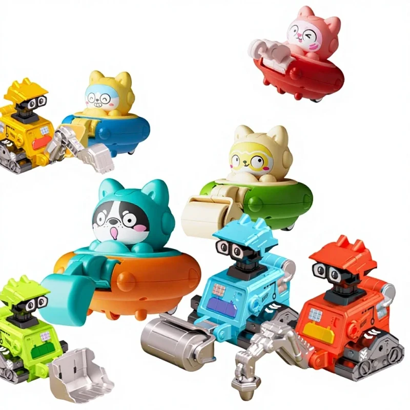 Space Push Toy Car Cartoon Construction Vehicle UFO Sliding Inertia Children's Toy Gift Plastic Street Vendors