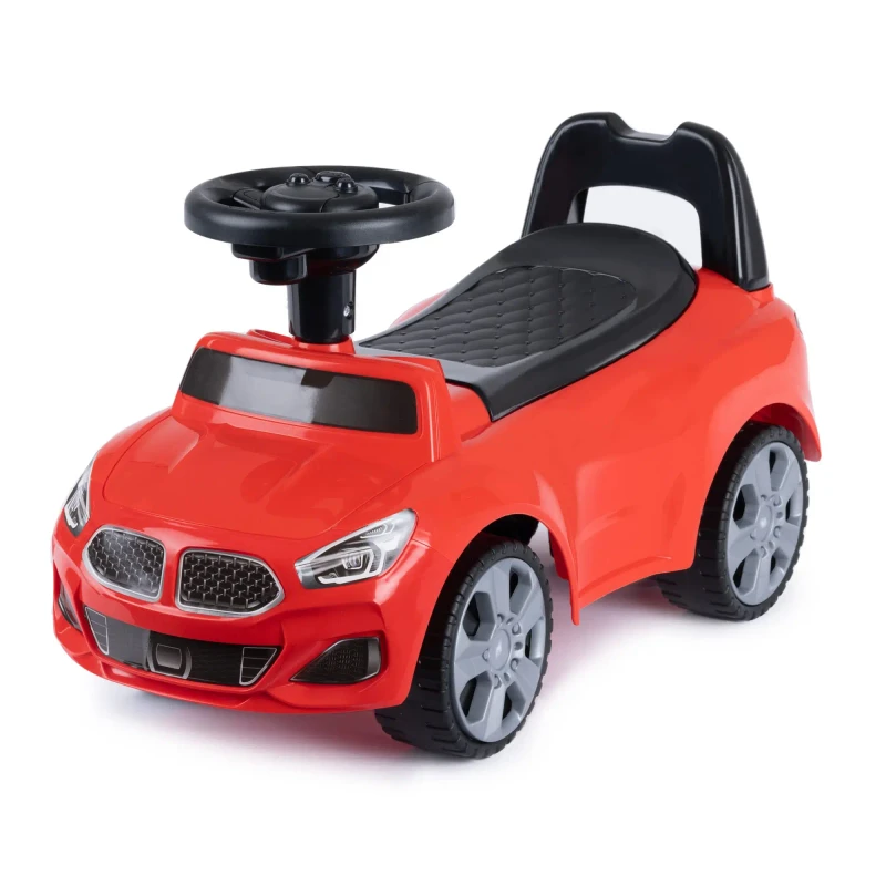 Sports Car Ride-On for Kids 18-36 Months Push-Along Foot Buggy with Under-Seat Storage & Musical Steering Made Durable Plastic